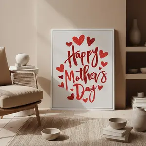 [sale off up to 40%] [Frame Canvas] Happy Mother's Day Canvas Art, Red Hearts Typography, Mother's Day Decor, Heartfelt Gift, Mom Wall Art, Mother's Day Celebration, Art Decor