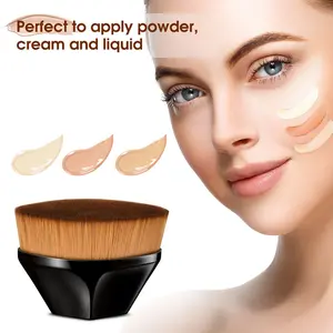 Portable Foundation Makeup brush Flat Top Kabuki Hexagon Face Blush Powder Foundation brush for Cream Flawless-Powder Cosmetics glitz and glam brush