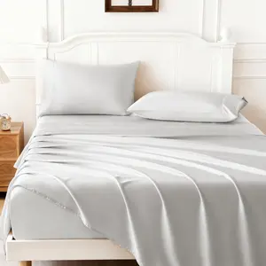Queen Luxury Sheet Set,4 Pieces Cooling Feel Breathable Bedsheets, 16 Inch Deep Pockets Bed Sheets,Good for Hair & Skin, Light Gray