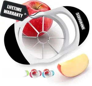 3.5 Inch Apple Slicer - Professional Stainless Steel Core Remover & 8 Sharp Blades - Easy Clean Dishwasher Safe Kitchen Tool for Apples Pears & More - Lifetime Warranty