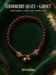 Natural Garnet Crystal Bracelet - Strawberry Quartz Attract Love & Energy Jewelry Pretty Bracelet