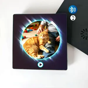 【Customization】Custom Photo Bluetooth Fridge Magnet Personalized Album Frame Plays Music 10x10cm Perfect for teacher appreciation gifts boyfriend birthday gift teen girl gifts anniversary gift for him graduation gifts gifts for boyfriends