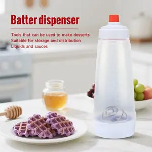 Pancake & Waffle Batter Dispenser with BlenderBall Whisk | Multi-Use Batter Mixer & Storage Bottle for Baking, Cupcakes, Cakes | Kitchen Bakeware Utensil Set