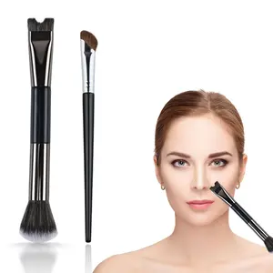 2 count Nose Contour Brush, U-Shaped contour brushes for makeup, Multifunctional Dual-End Fluffy Brush, Soft Mini Angled Flat Concealer Brush for Women Girls Makeup Concealing