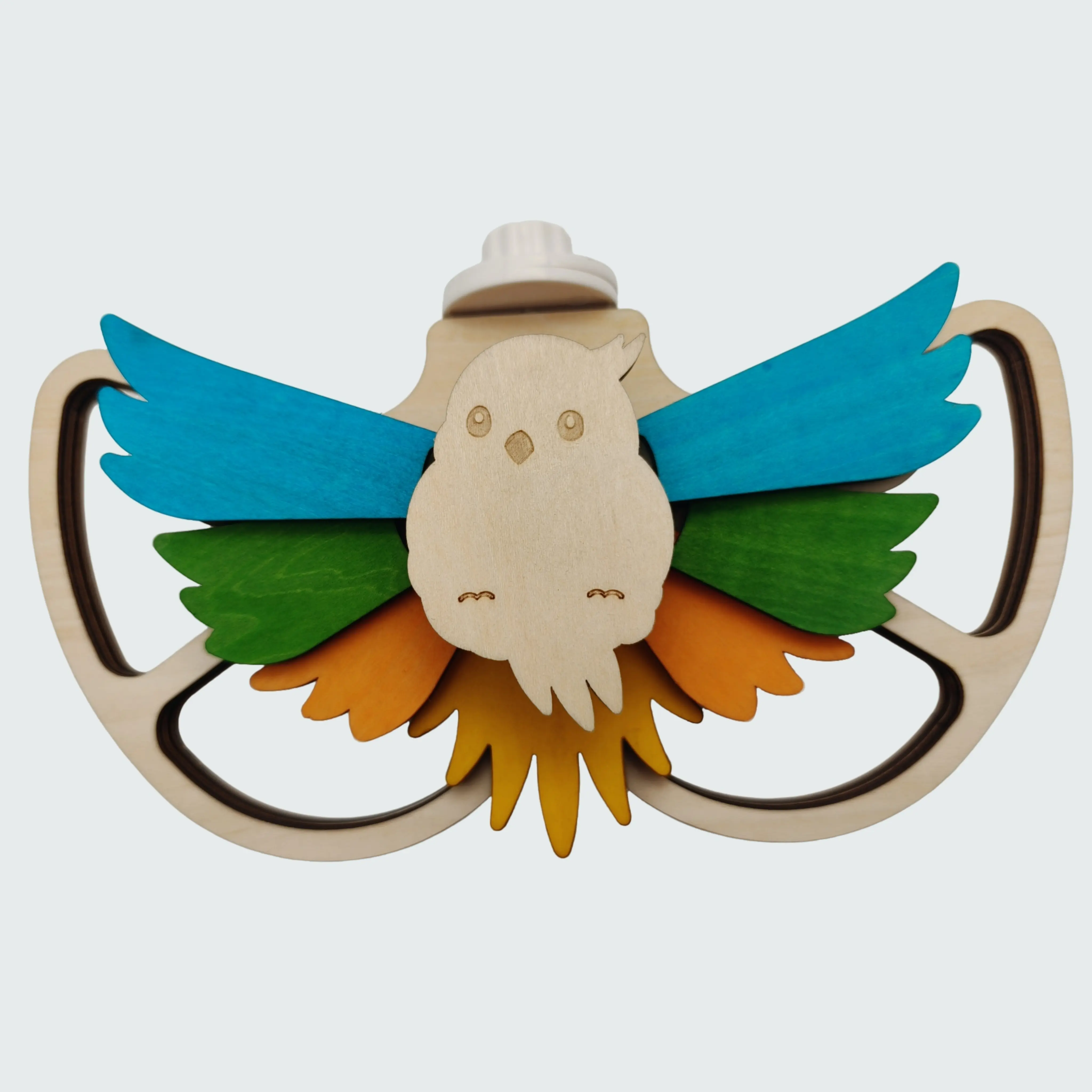 Interactive Parrot Foraging Toy - Natural Wood Puzzle Feeder & Chewable Perch for Small & Medium Birds (Conures, Cockatiels, Lovebirds) - 6 Hidden Food Holes, Movable Feathers & Easy Cage Mount bird supply, bird cage Feeder