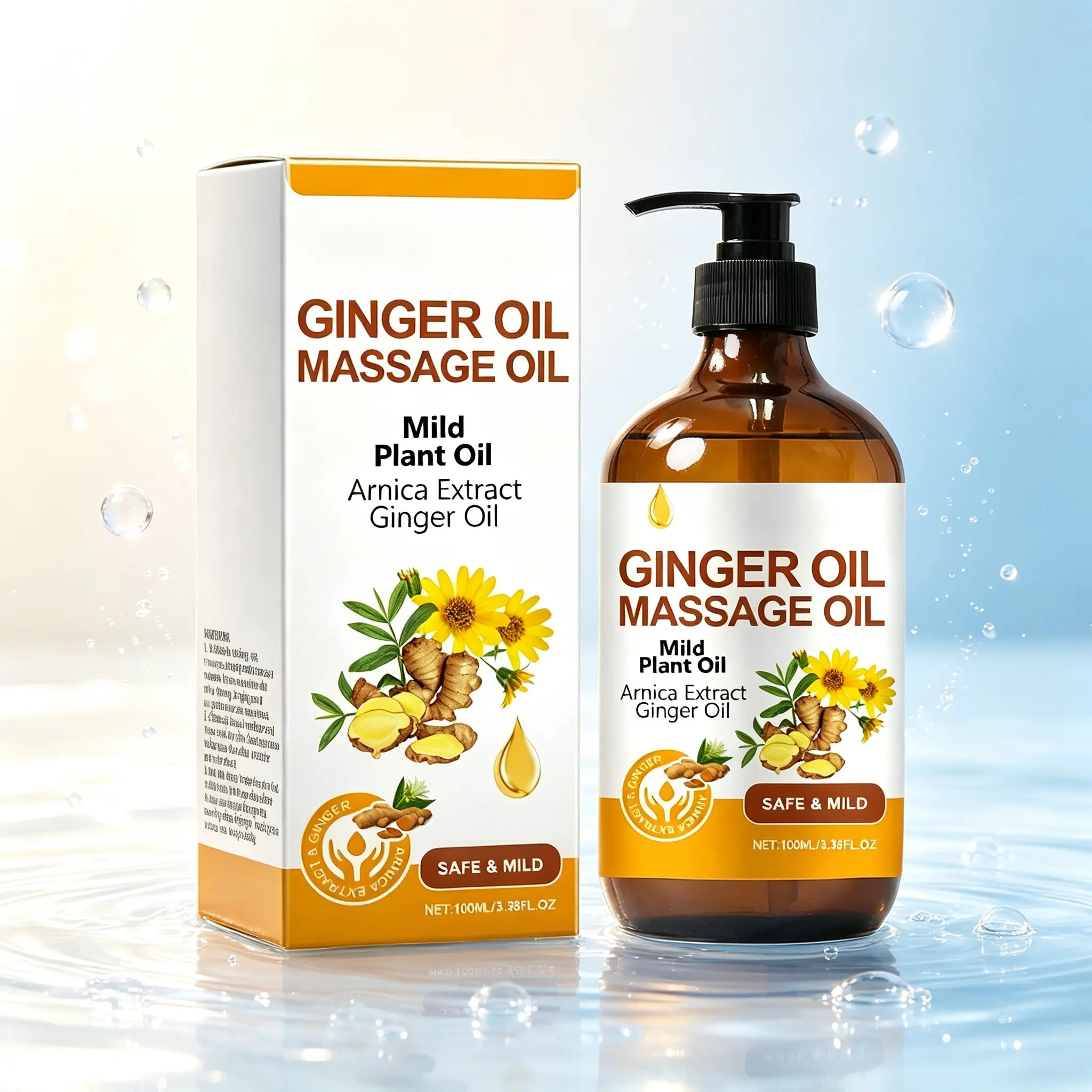 Ginger Massage Oil 100ml - Mild Plant-Based Body Oil with Ginger & Arnica for Gentle Massage (Beauty & Personal Care, Bath & Body Care)