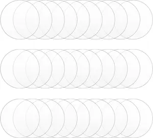 30 count 2 inch Clear  Discs  Circle Blanks, Round  Sheets Boards Transparent Plexiglass 0.04inch Thick Plastic Panels for DIY Craft, Sign, Paintings, Cake Decor