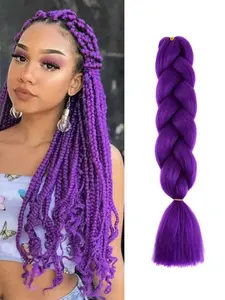 Jumbo Braiding Hair Extensions 24 Inch High Temperature Synthetic Fiber Braiding Hair Twist Crochet Braids Pre Stretched Hair Extension Synthetic Hairpiece