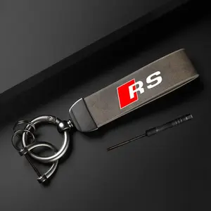 Car Keychain, Car Keychain for Audi RS RS3 RS4 RS5 RS6 RS7 RS8, Simple Design PU Leather Keychain, Universal Car Accessories