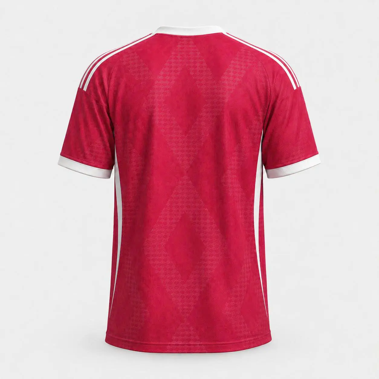 Unisex Red White Soccer Jersey 2026/27, Short Sleeve Football Shirt with Geometric Pattern, Lightweight Match Day Fan Top
