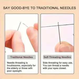 Automatic needle threading kit, storage box, suitable for the elderly to use, suitable for hand sewing, quilting, clothing making and cross-stitching, Sewing Tools