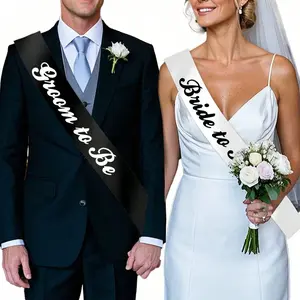 Sashes for brides-to-be and grooms-to-be, black and white bachelor/bachelor party sashes, suitable for bridal showers, bachelor/bachelor party decorations, and engagement gifts for lucky men and women (black and white).