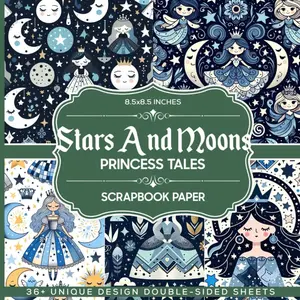 Stars And Moons Princess Tales Scrapbook Paper: 36 Sheets of Magic for Crafting, Journaling, Scrapbooking, Decoupage, Card Making & DIY Projects Paperback – Large Print, July 19, 2024