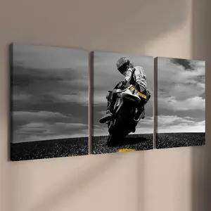 Motorcycle Rider Pattern Canvas Painting with Frame, 3 Counts/set Modern Wall Art Painting, Wall Art Decor for Home Living Room Bedroom Office