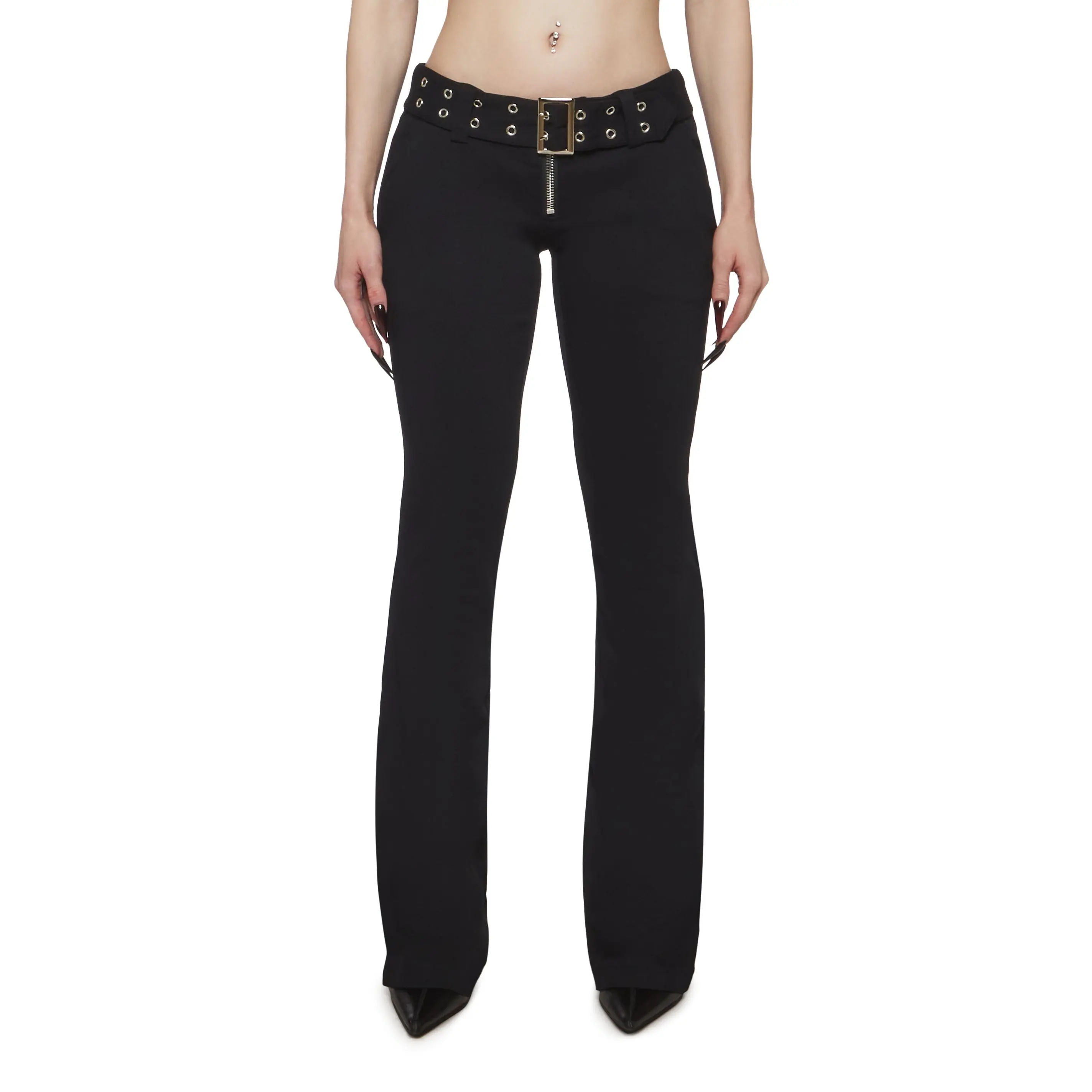 Lisa Low Rise Pants with Grommet Belt