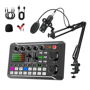 F998 Podcast Equipment Bundle, Podcast Studio Equipment, BM-800 Microphone Recording Studio Package, Live Sound Card Device for Streaming/Live Broadcast, Sound Card Set