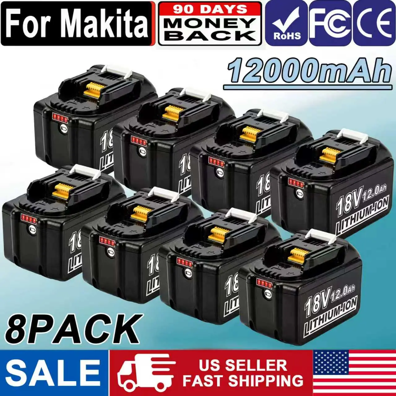 Makita 18V 12.0Ah High-Capacity Lithium PowerTool Battery, Replacement for BL1860B, BL1850B,BL1840B, BL1830B, BL1815B Batteries, Power Tool Batteries