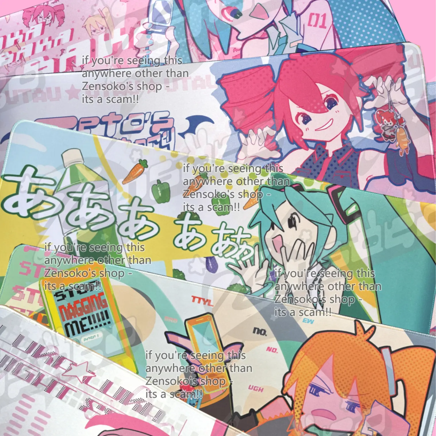 Vocaloid Large Deskmats Hatsune Miku Kasane Teto Akita Neru 70cm x 30cm Soft Touch Vibrant Colors Pastel Design Anime Mousepad