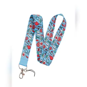 Medical Theme Nurse Doctor ID Lanyard, Heart Needle and Tube Design, Suitable for Doctors Nurses Students Teachers, Gift or Daily Use