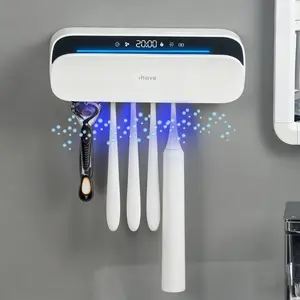 iHave Toothbrush Sanitizer and Holder, UV Toothbrush Holders for Bathrooms with 100M Negative Ions for 360° Disinfection, Mold Control & Odor Neutralization, 5-Slot Turbofan Drying Toothbrush Holder