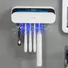 iHave UV Toothbrush Sanitizer & Holder - 5-Slot Wall-Mounted Marble Bathroom Accessory, ABS Acrylic Portable Automatic Protector with 4000mAh, 100M Negative Ions, 360° Disinfection, Mold Control, Odor Neutralization, Turbofan Drying