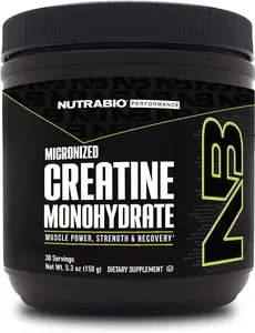 NutraBio Pure Creatine Monohydrate Powder Supplement, Unflavored, (150 g) - Supports Bulk Muscle Energy, Recovery, and Strength - HPLC Tested Pure Grade Creatine Powder Supplement for Men and Women