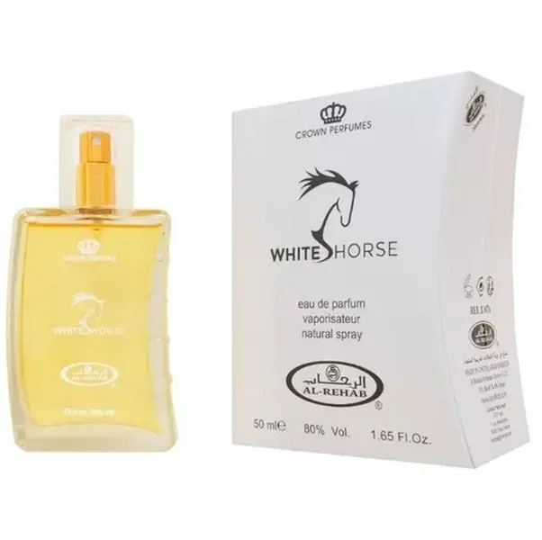 Al Rehab White Horse Eau de Parfum - 50ml (1.65 Fl.Oz) 80% Vol Natural Spray by Crown Perfumes, Unisex Everyday Wear, Generous Size Single Item, Fragrance That Starts With a, Nature Aromatic Potent Unisex Fragrance