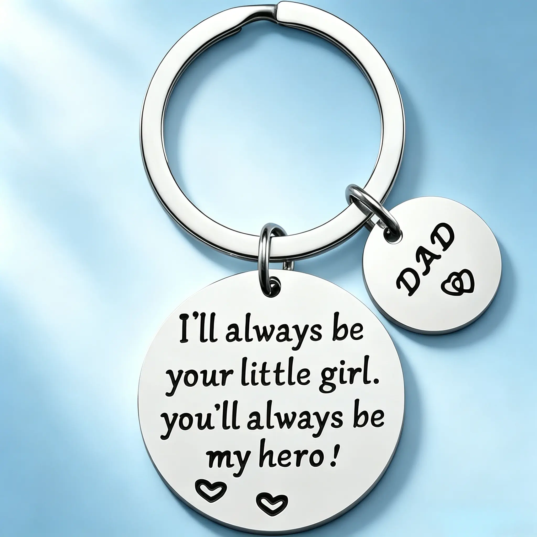 [Father's Day ]Dad  Fathers Day  Daddy Papa Dad  Birthday  for Dad from Daughter Son (Hero Dad  From Little Girl) gift keychain