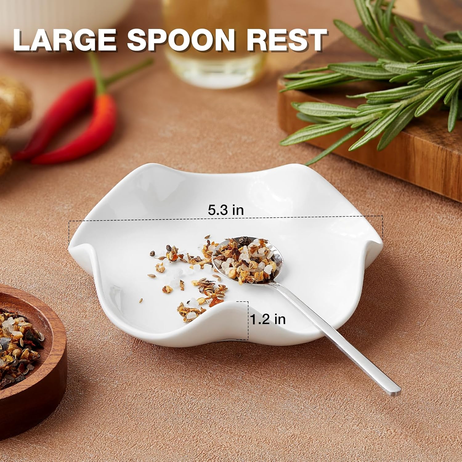 Ceramic Spoon Rest for Stove Top 5.3 Inch Heat Resistant Utensil tableware Holder for Kitchen Counter Easy Clean Coffee Spoon Rest Housewarming Gift