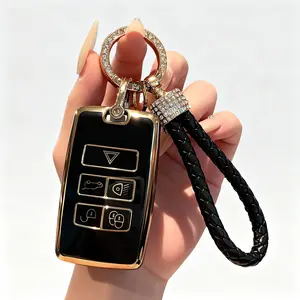 for Range Rover Key Fob Cover & Keychain, for Jaguar XE XJ XF, Land Rover Sport Velar Evoque Defender Discovery Keyfob Case