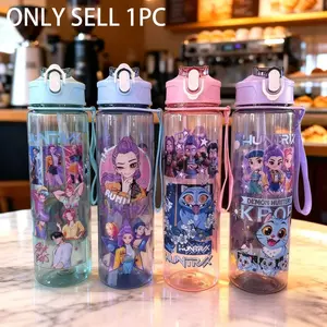 Cartoon Water Bottle High Quality Water Cup 750ml Sport Leak Proof Plastic Drinkware Cute Water Kettle Easter Valentine's Day Birthday gift, portable outdoor football soccer water drinking bottle