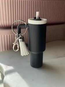 Midnight Ink Mini Tumbler Lip Balm Holder Keychain with Free Gift Bag Sleek Black Design for Easy Access Stylish Gift Perfect for Purse Backpack Gym Bag or Keyring