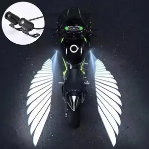 2pcs Cordless LED Angel Wings Welcome Light, Adjustable Angle Motorcycle Underbody Projector, Decorative Atmosphere Accessory (Halloween Decoration Use)