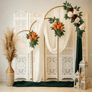 3 Pack Metal Arch Backdrop Stand(7.2FT/6.6FT/6FT), Decorative Balloon Arch Stand, Easy Assembly Gold Wedding Arch, Stable Backdrop Arch Stand for Wedding Ceremony, Birthday Party, Baby Shower