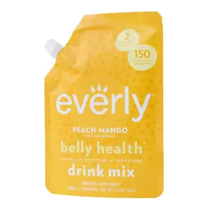 Everly Peach Mango Probiotic Supplement - Sugar Free, Natural Water Enhancer with Stevia & Organic Erythritol, Zero Calories, Keto & Vegan Friendly - 20 Servings Pouch