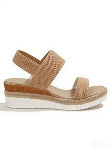 Nest Foot Women's Fashionable Boho Style Wedge Sandals Casual Trendy Soft Slip-On Slingback HempRope Shoes for Summer Comfortable Footwear - Girl