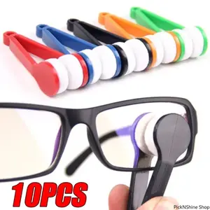 5/10pcs Portable Eyeglass Cleaning Brush Microfiber Glasses Cleaner Tool for Eyewear Sunglasses Spectacles Lens Dust Removal Daily Travel Use