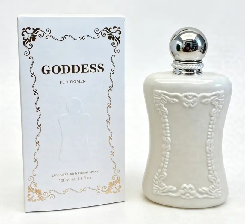 GODDESS Eau De Parfum For Women Elegant Floral Fruity Sandalwood Amber Scent 100ML White Embossed Hourglass Bottle Luxury Vintage Gold Gift Box