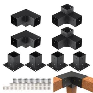 VEVOR Pergola Bracket Kit 4''x4'',  , 8pcs 3-Way Heavy Duty Corner Bracket Woodworks DIY Post Base Kit, Easy Installation Wooden Beams for Gazebos, Patio Pergolas, Log Cabin Outdoor Pergola Hardware