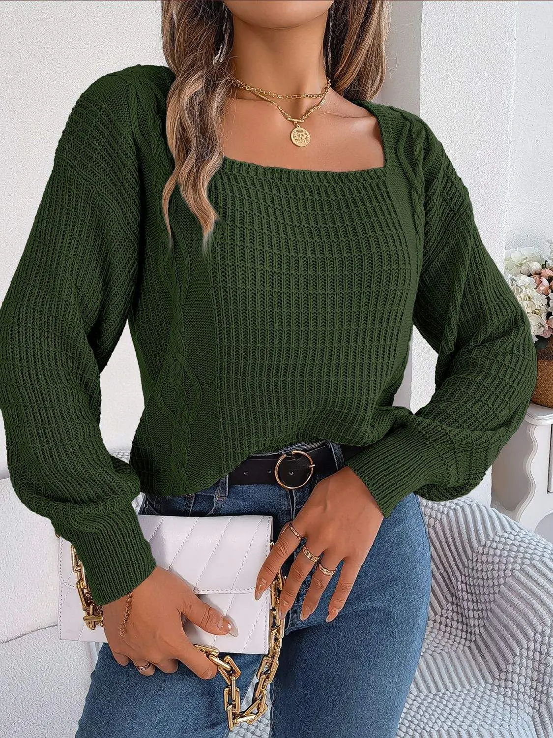 Zella Square Neck Sweater