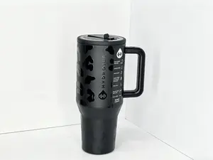 HydroJug Black Leopard Print 40oz Insulated Water Bottle - BPA-Free, Ergonomic Grip Handle, Straw Included, Cup Holder Compatible, Portable for Sports, Office - Stranger Things Skull Design, Water Bottles fathersdaygift