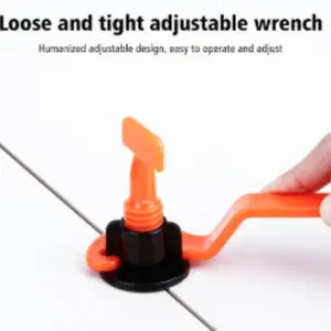 Tile Leveling System Kit with Plastic Wrench, Reusable Tile Balancer Pads, Wall Floor Construction, Manual Tool Decoupling Pad