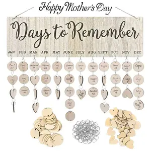 Family Birthday Reminder Calendar Board with Tags, DIY Wooden Wall Hanging Plaque, Family Organizer & Memory Board, Perfect for Mother’s Day Gift for Mom & Grandma