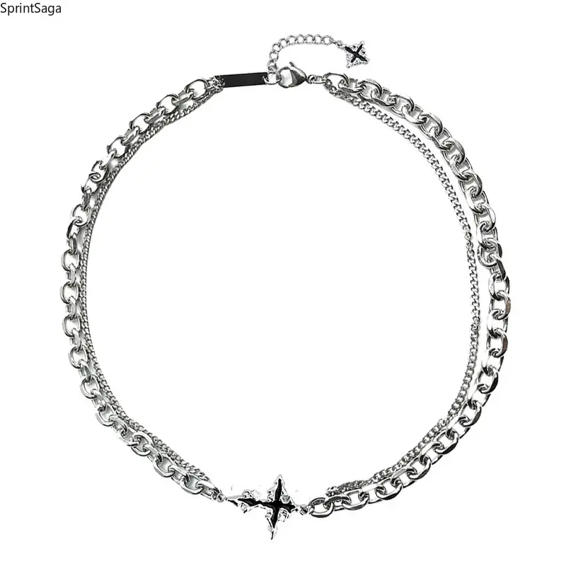 Double black cross necklace
