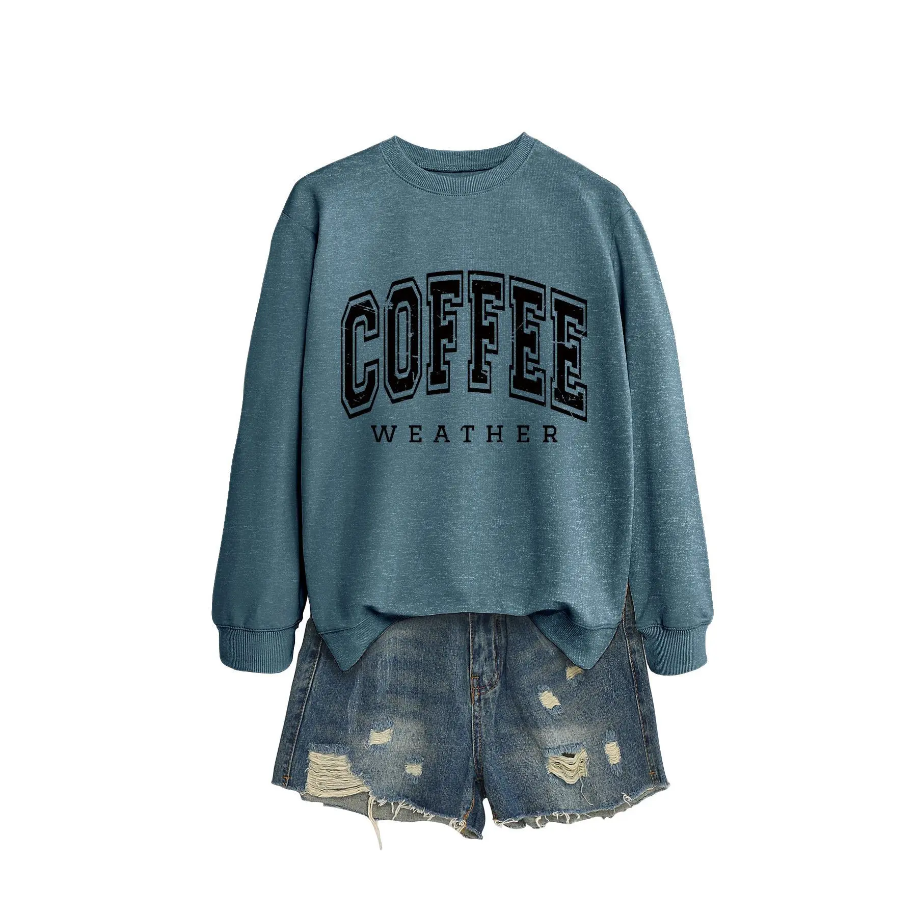 Blue hoodie (black lettered picture)