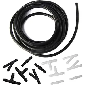 Windshield Washer Hose Kit - 4 Meter Universal Washer Fluid Hose with 12 Pcs Hose Connectors, Suitable for Most Windshield Washer Nozzle Installation Connect Car Water Pump and Nozzles