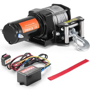 Electric Winch for ATV and UTV, 3000 lb Capacity, Steel Cable, IP55 Waterproof, Wired Remote Control, Heavy Duty Off-Road Recovery Winch for 4x4 Vehicles, 12V DC System with Durable Drum and Weatherproof Housing