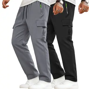 Men's overalls 2-piece, waist drawstring multi-pocket tooling, suitable for outdoor leisure travel Durable machine-washed fabric, suitable for all seasons Casual outdoor work trousers | Street style casual pants