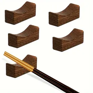 5pcs Natural Wooden Chopstick Rests & Holders - Perfect for Home, Restaurant & Party Use!