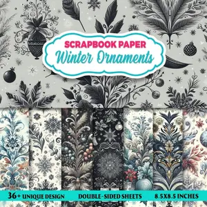 Winter Ornaments Scrapbook Paper: 36 Vintage Christmas Designs for Papersing, Journaling, Crafting, and DIY Projects Paperback – Large Print, June 6, 2024